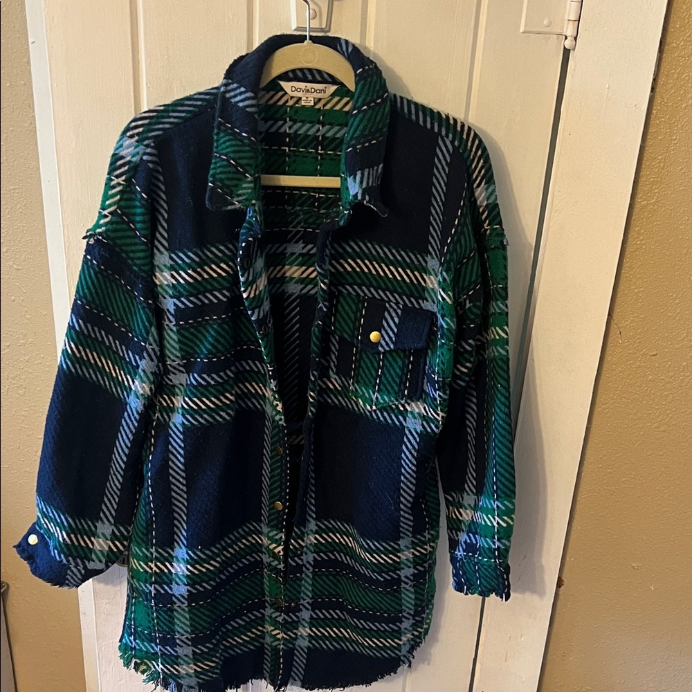 DAVI & DANI Blue and Green Long Shacket